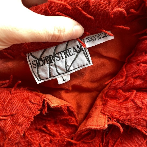 Textured Red Button-Front Women's Jacket - Picture 3 of 3